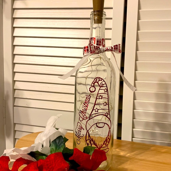 Merry Christmas gnome, iridescent wine, bottle lantern - Picture 1 of 1